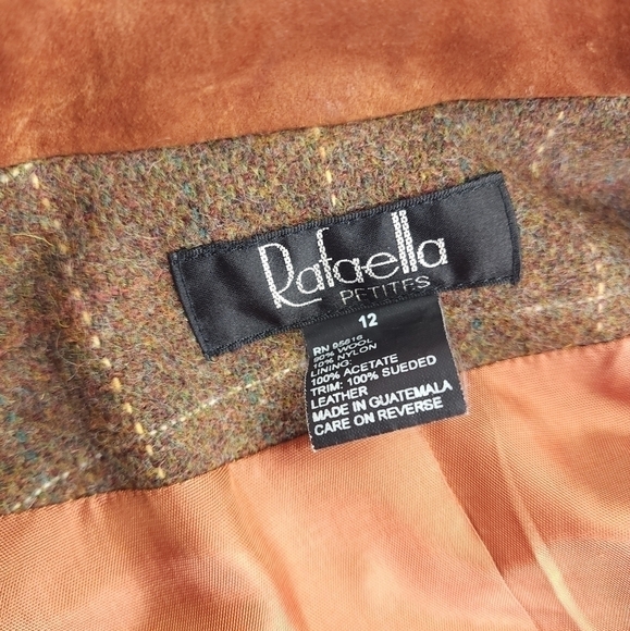 Rafaella Petites Brown Plaid Wool Coat  Sz 12 - Picture 9 of 12